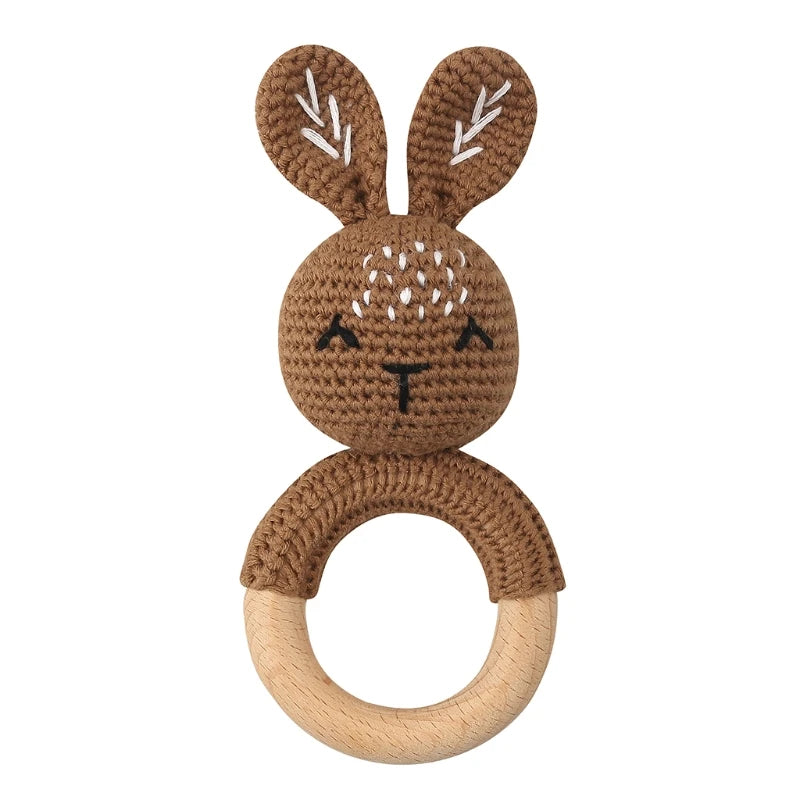 1Pc Baby Wooden Teether Crochet Rattle Toy BPA Free Rattle Baby Mobile Gym Newborn Stroller Educational Toys Dropshipping