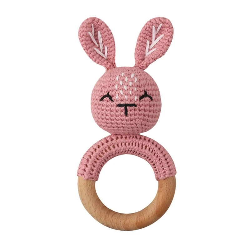1Pc Baby Wooden Teether Crochet Rattle Toy BPA Free Rattle Baby Mobile Gym Newborn Stroller Educational Toys Dropshipping