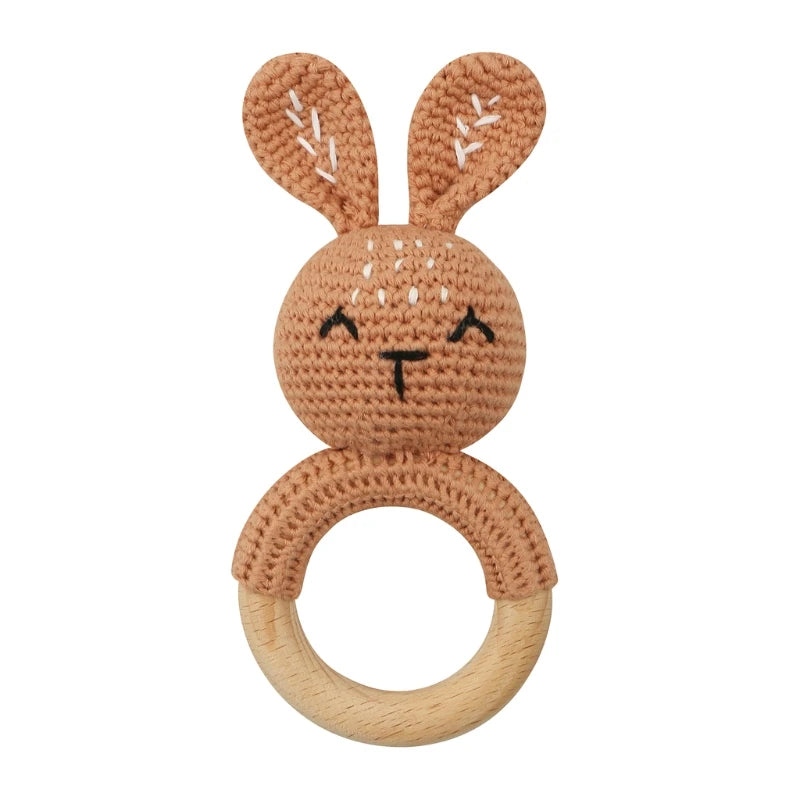 1Pc Baby Wooden Teether Crochet Rattle Toy BPA Free Rattle Baby Mobile Gym Newborn Stroller Educational Toys Dropshipping