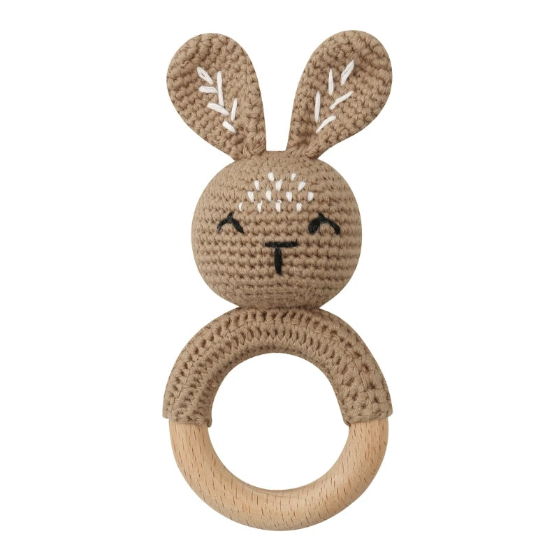 1Pc Baby Wooden Teether Crochet Rattle Toy BPA Free Rattle Baby Mobile Gym Newborn Stroller Educational Toys Dropshipping