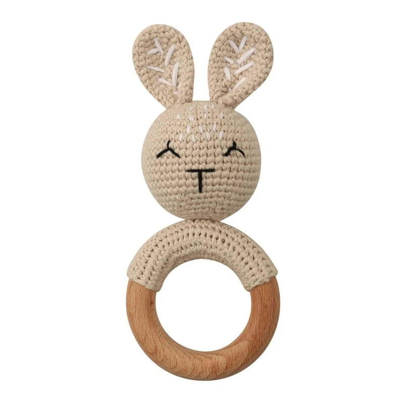 1Pc Baby Wooden Teether Crochet Rattle Toy BPA Free Rattle Baby Mobile Gym Newborn Stroller Educational Toys Dropshipping