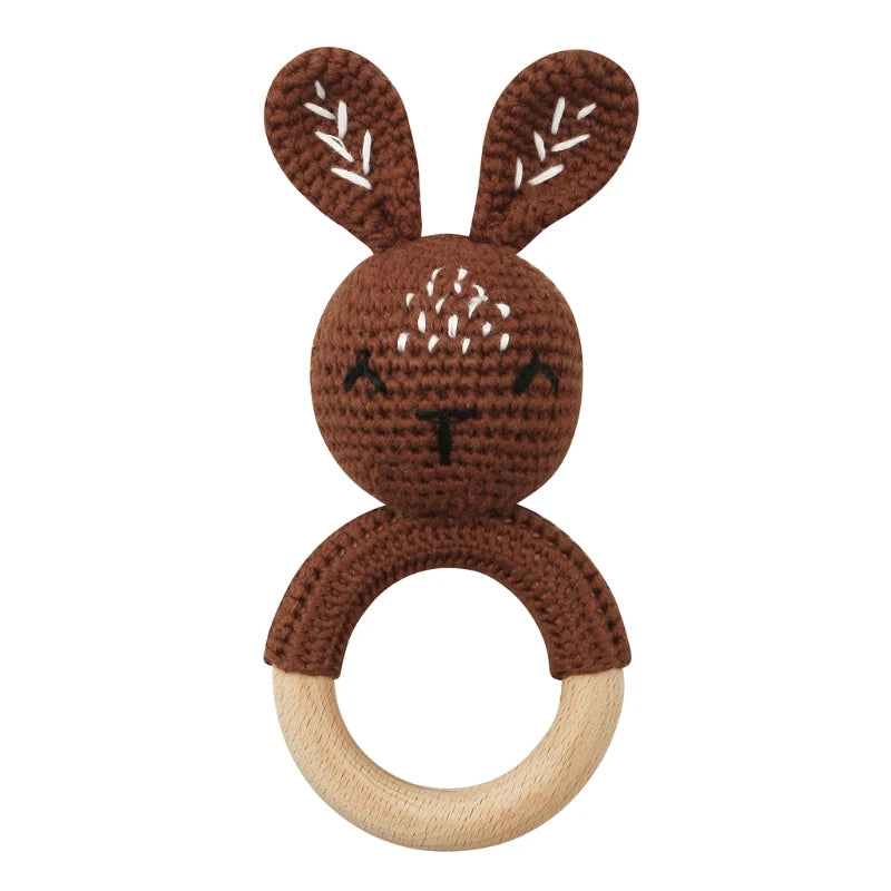1Pc Baby Wooden Teether Crochet Rattle Toy BPA Free Rattle Baby Mobile Gym Newborn Stroller Educational Toys Dropshipping