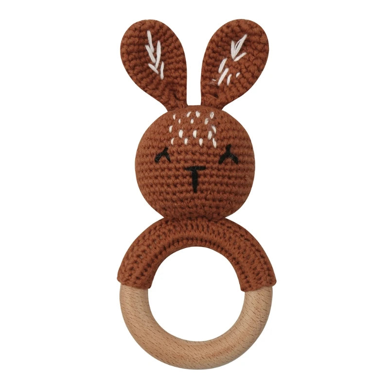1Pc Baby Wooden Teether Crochet Rattle Toy BPA Free Rattle Baby Mobile Gym Newborn Stroller Educational Toys Dropshipping