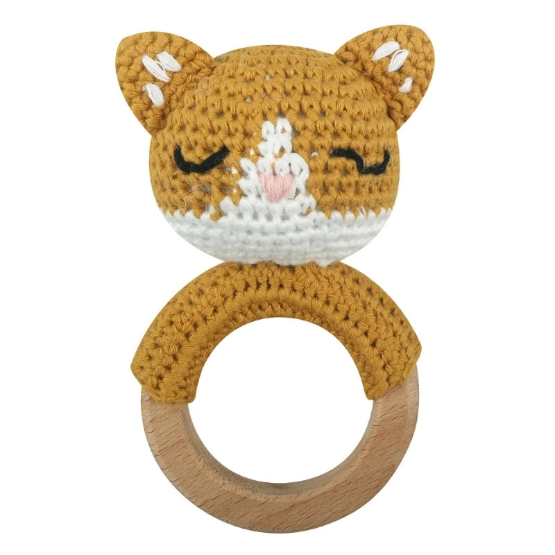 1Pc Baby Wooden Teether Crochet Rattle Toy BPA Free Rattle Baby Mobile Gym Newborn Stroller Educational Toys Dropshipping