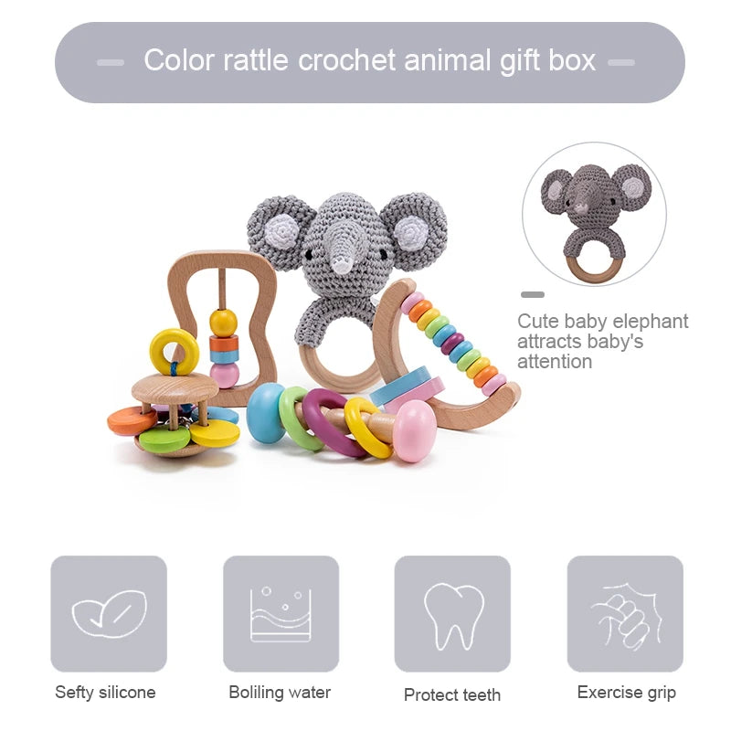Wooden Crochet Rattle Toys
