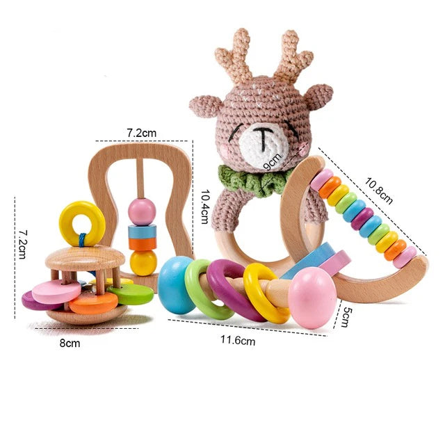 Wooden Crochet Rattle Toys