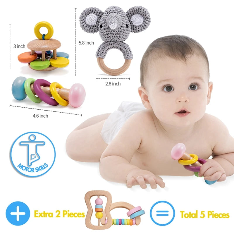 Wooden Crochet Rattle Toys