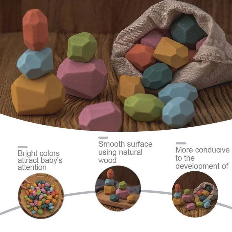 Wood Rainbow Stones Blocks
