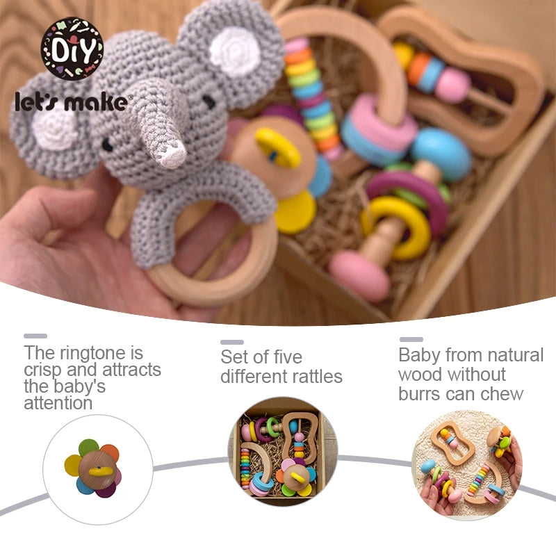Wooden Crochet Rattle Toys
