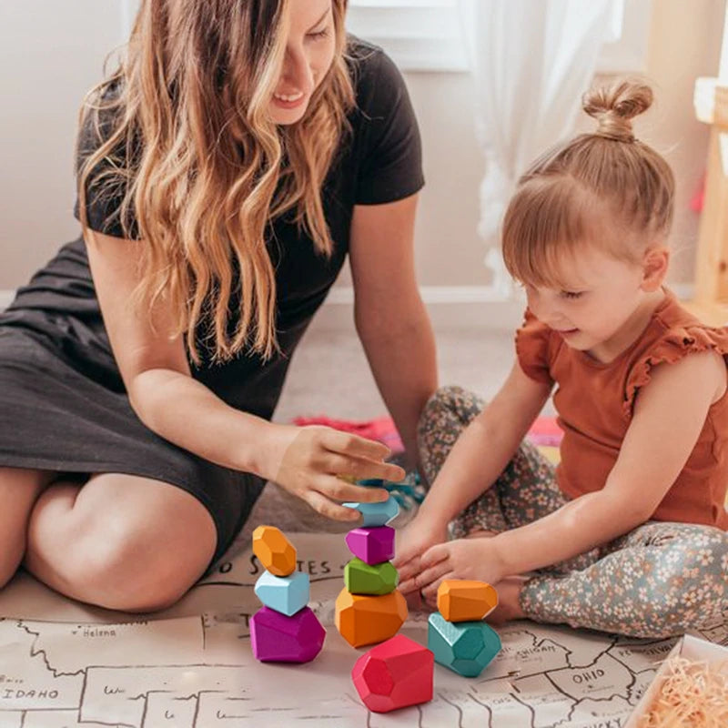 Wood Rainbow Stones Blocks