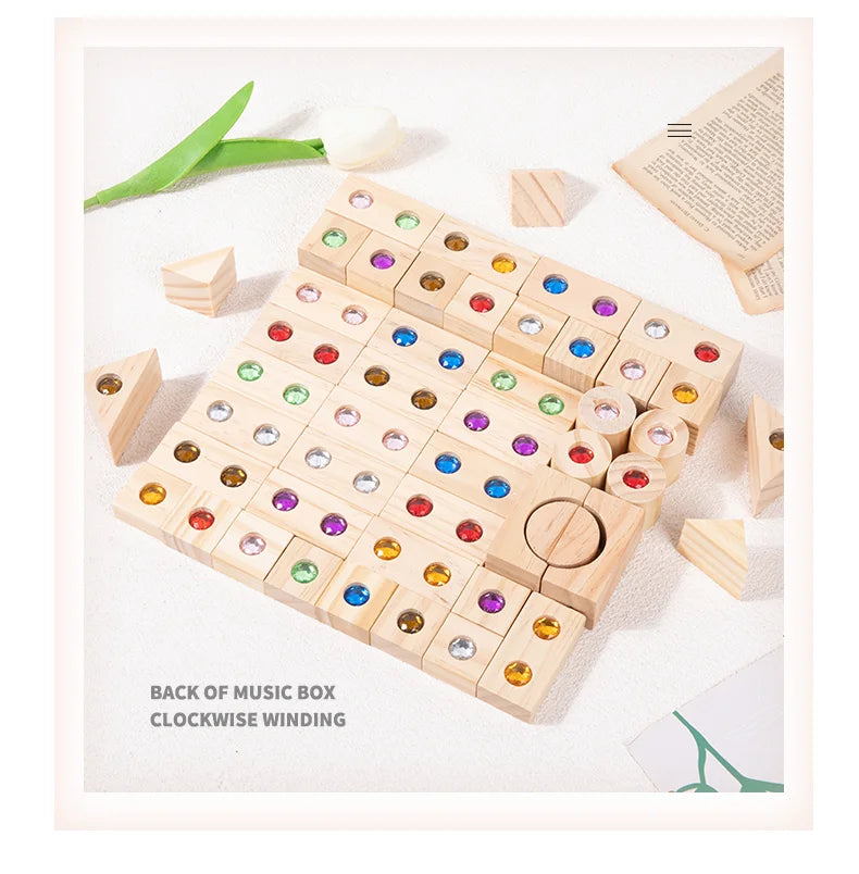 Wooden Rainbow Gem Stacking Blocks