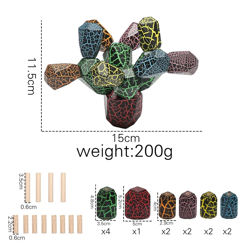 Wood Rainbow Stones Blocks