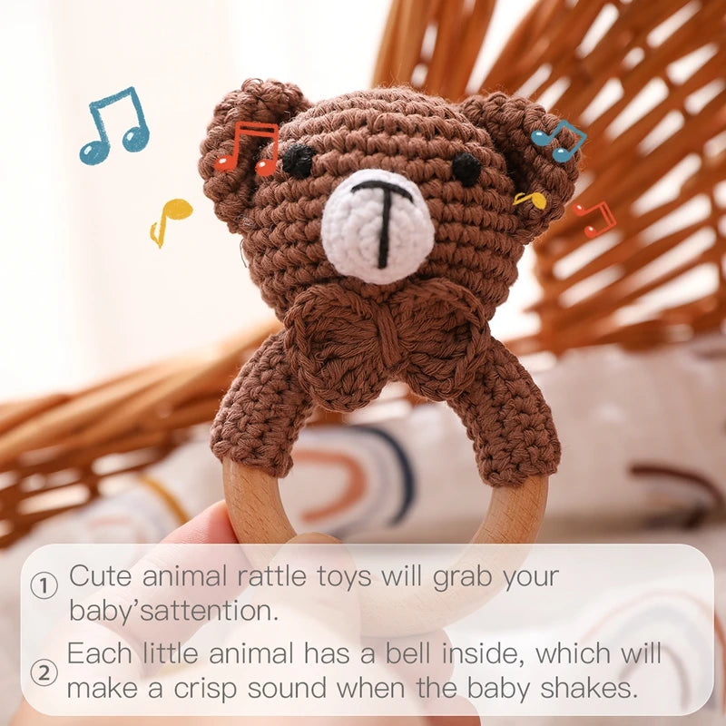 1PC Crochet Animal Rattle Toy