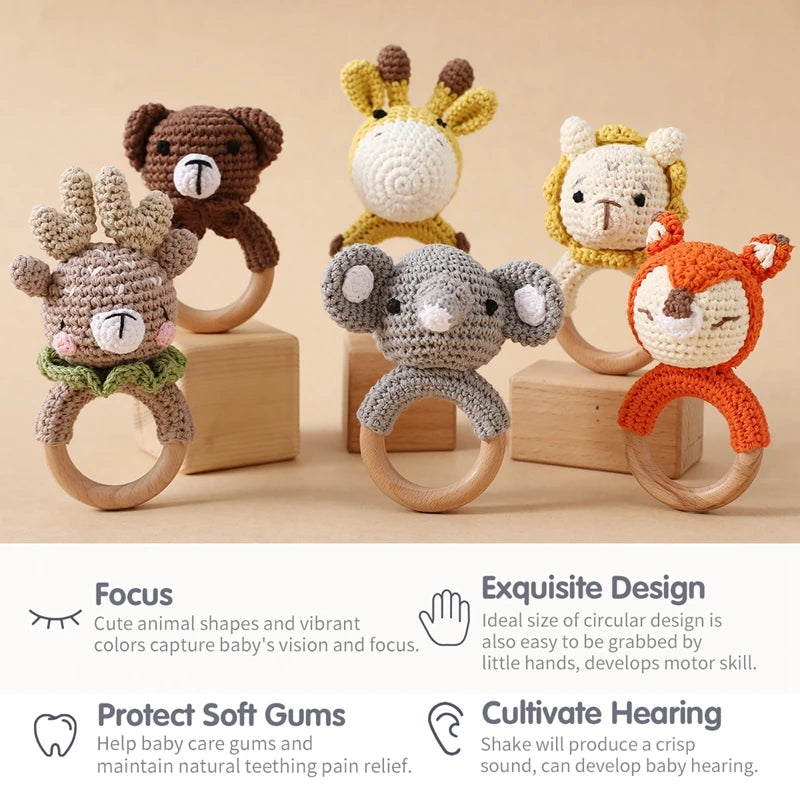 1PC Crochet Animal Rattle Toy