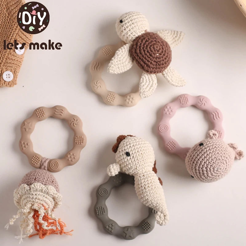 1PC Crochet Animal Rattle Toy