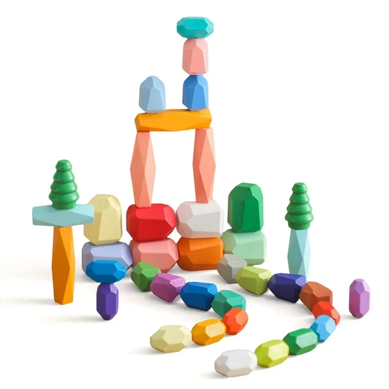 Wood Rainbow Stones Blocks
