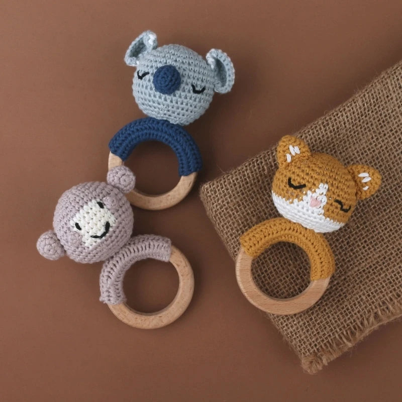 1Pc Baby Wooden Teether Crochet