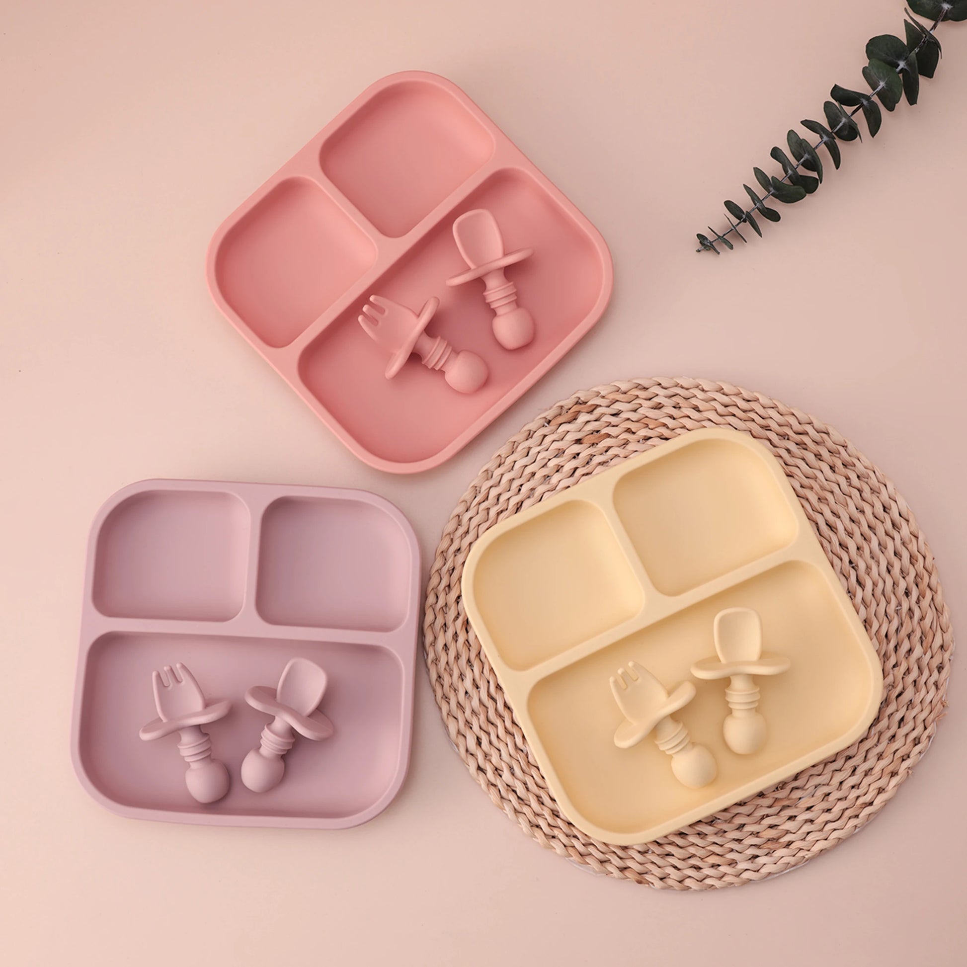 BPA Free Silicone Square Baby Feeding Set