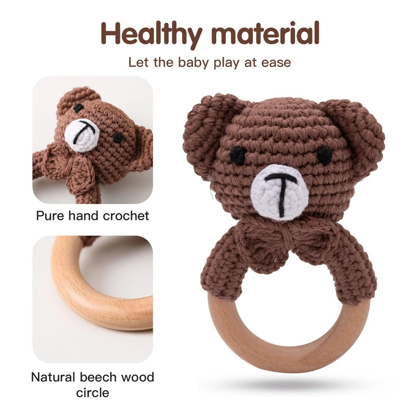 1PC Crochet Animal Rattle Toy