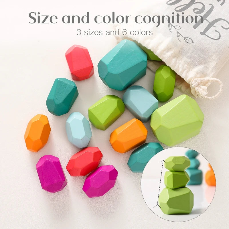 Wood Rainbow Stones Blocks
