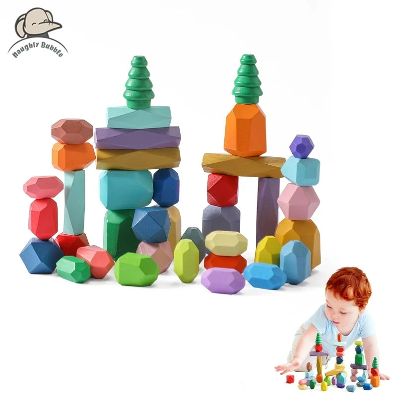 Wood Rainbow Stones Blocks