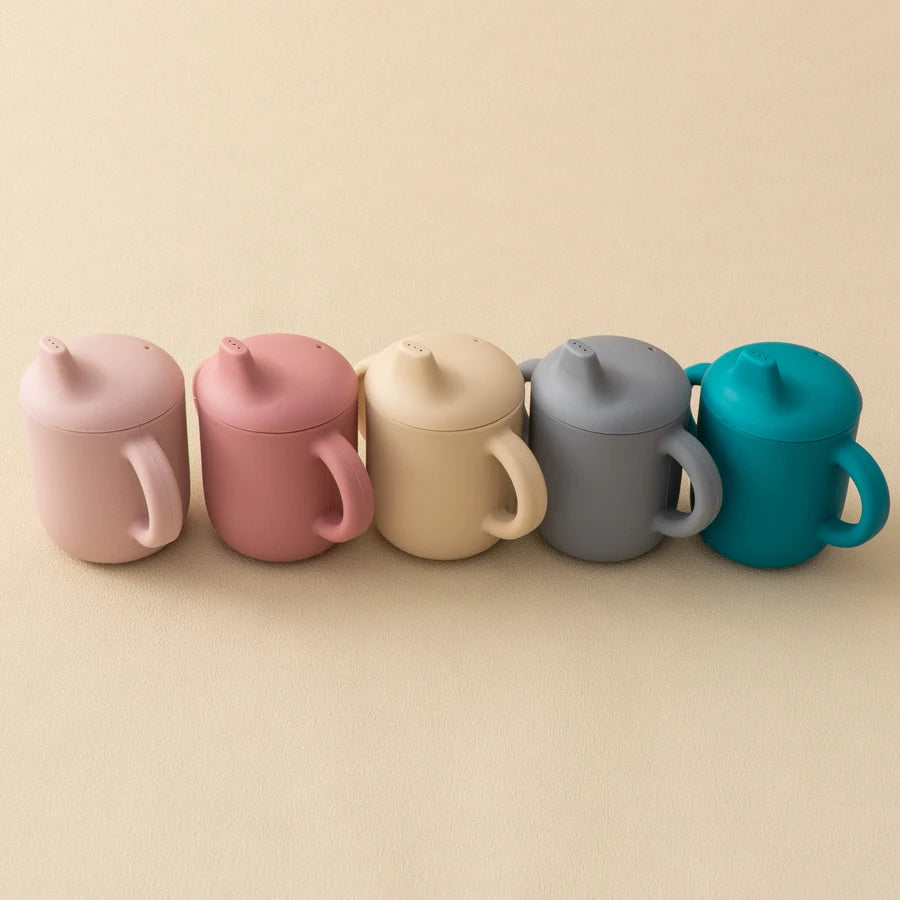 1PCS Two Lids Baby Silicone Straw Cup BPA Free