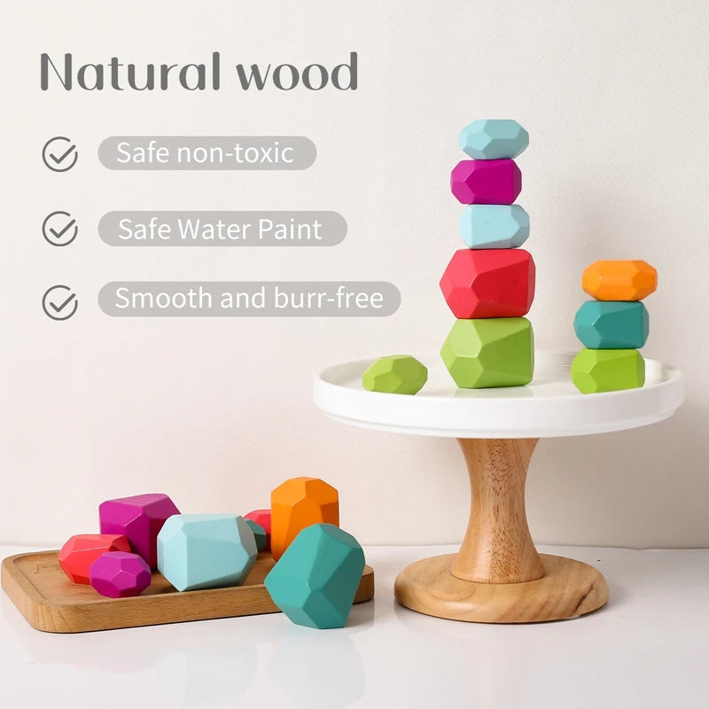 Wood Rainbow Stones Blocks
