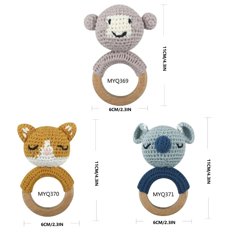 1Pc Baby Wooden Teether Crochet
