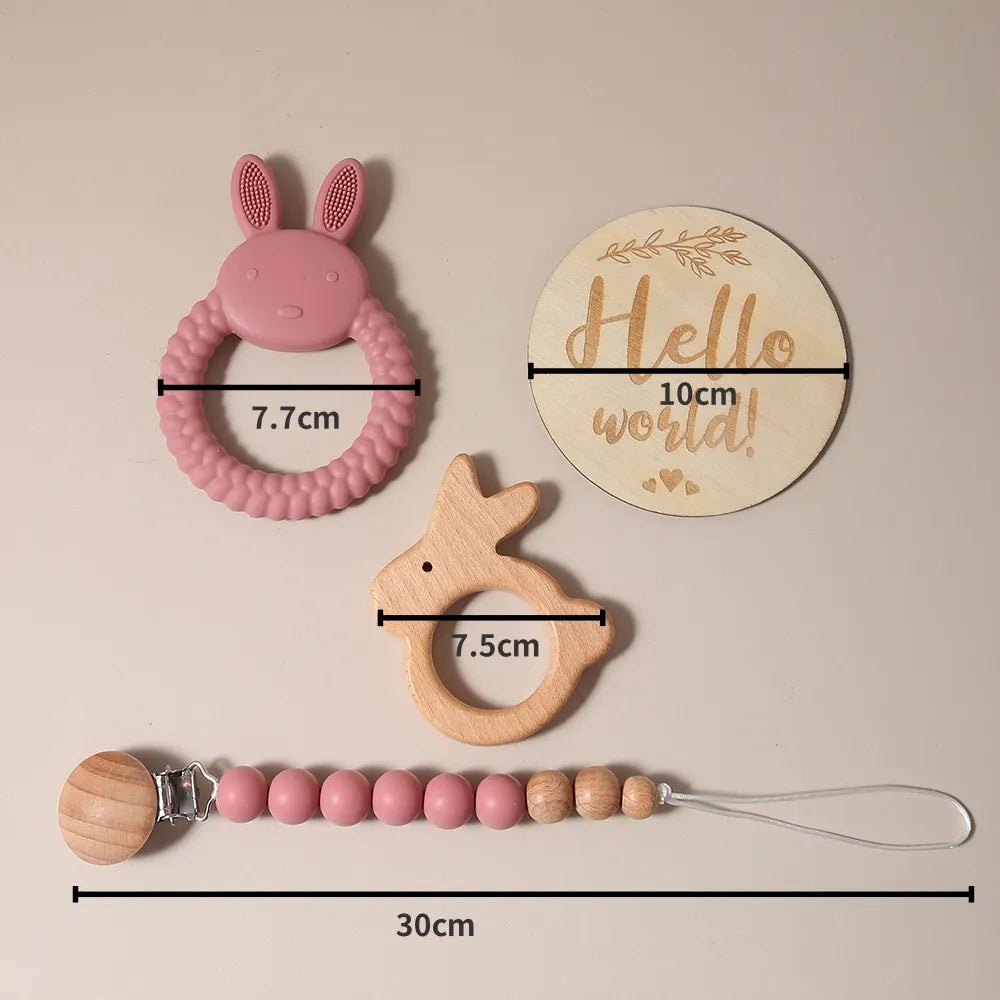 gift set silicone bunny teether