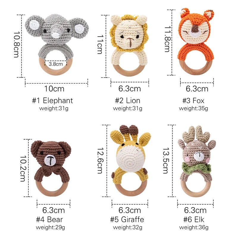 1PC Crochet Animal Rattle Toy