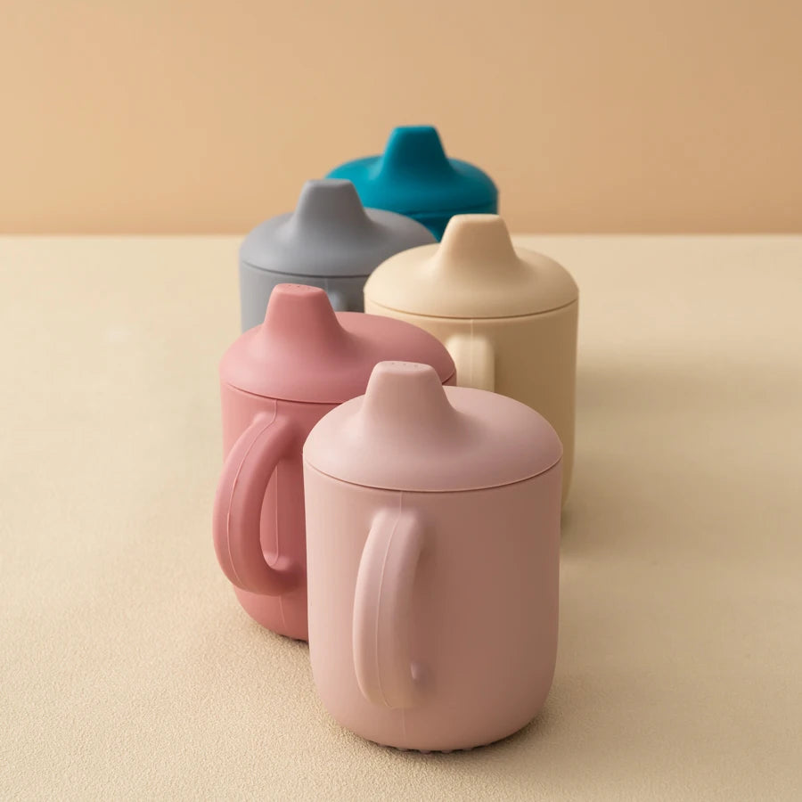 1PCS Two Lids Baby Silicone Straw Cup BPA Free