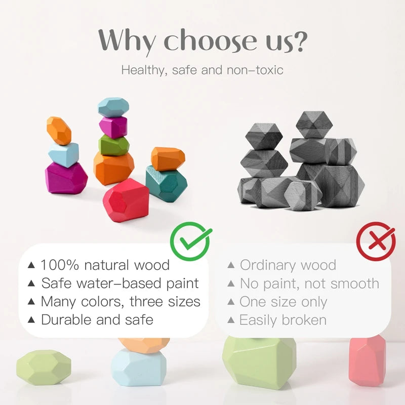 Wood Rainbow Stones Blocks