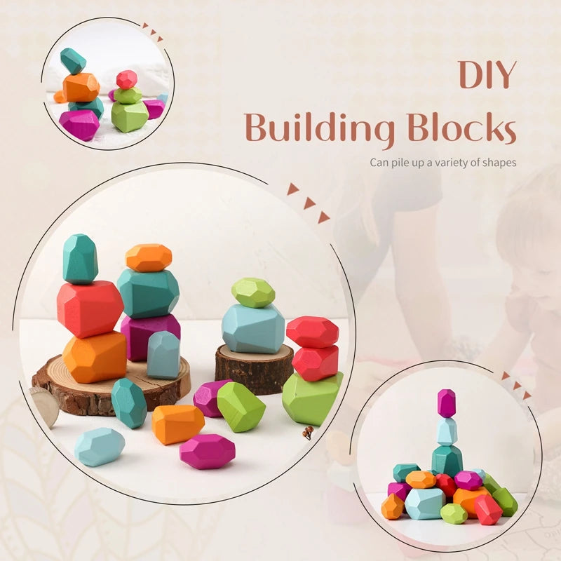 Wood Rainbow Stones Blocks