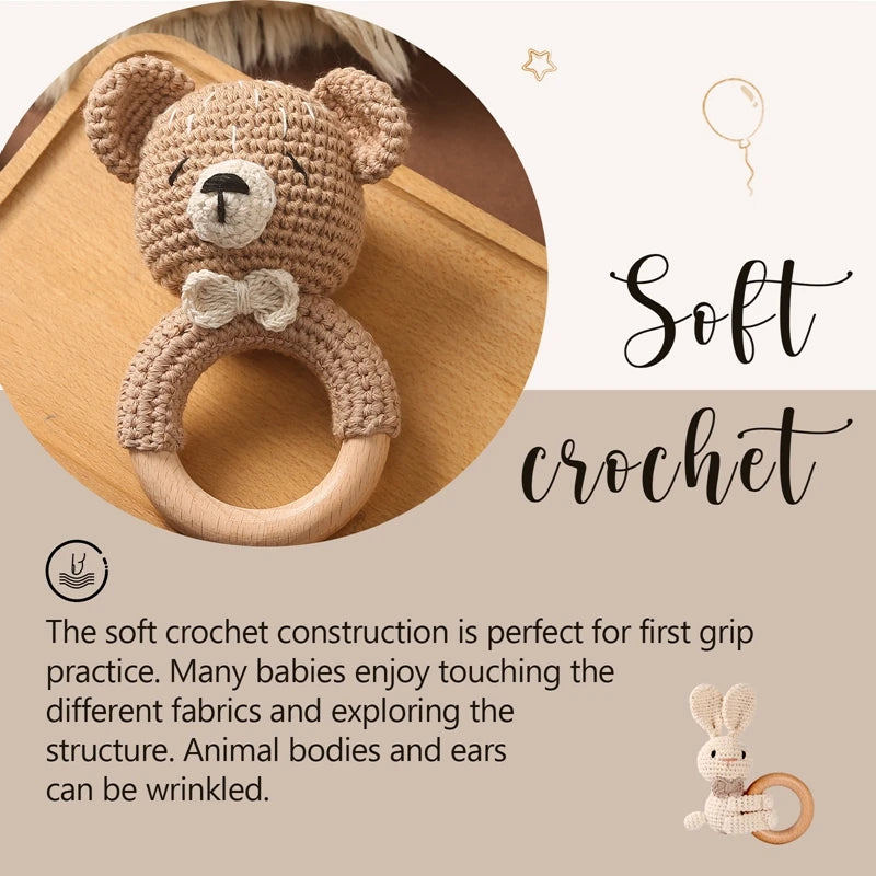 1PC Crochet Animal Rattle Toy