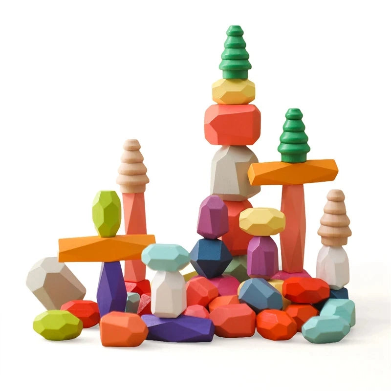 Wood Rainbow Stones Blocks