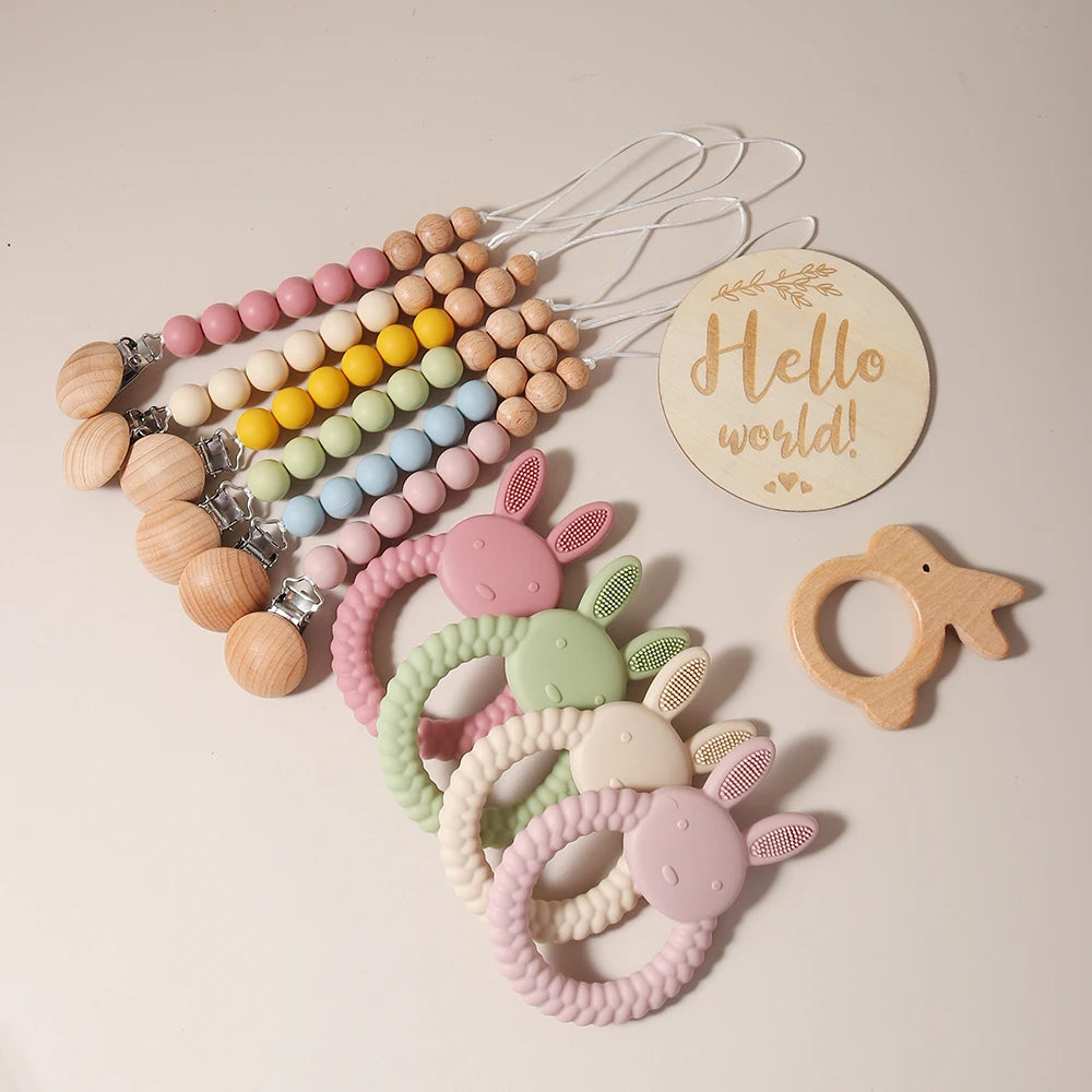 gift set silicone bunny teether