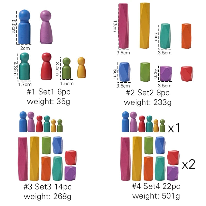 Wood Rainbow Stones Blocks