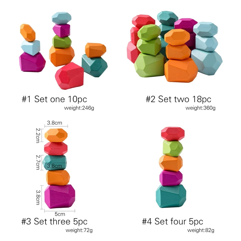 Wood Rainbow Stones Blocks