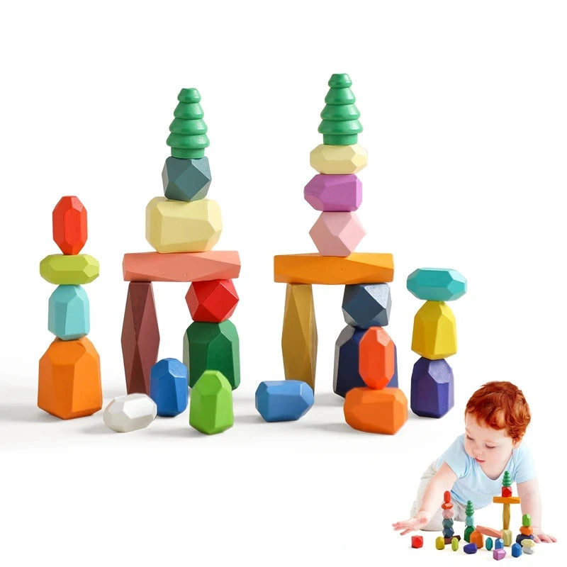 Wood Rainbow Stones Blocks