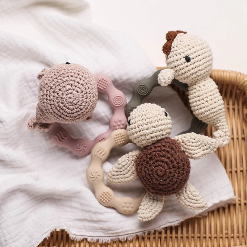1PC Crochet Animal Rattle Toy